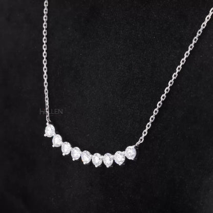 Broad Round Cut Smiley Moissanite Necklace