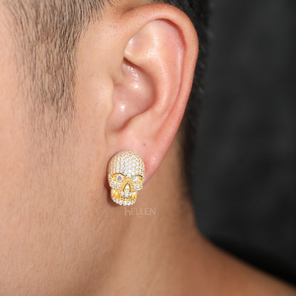 Exclusive Skull Head Men's Studs With Iced Out Moissanite