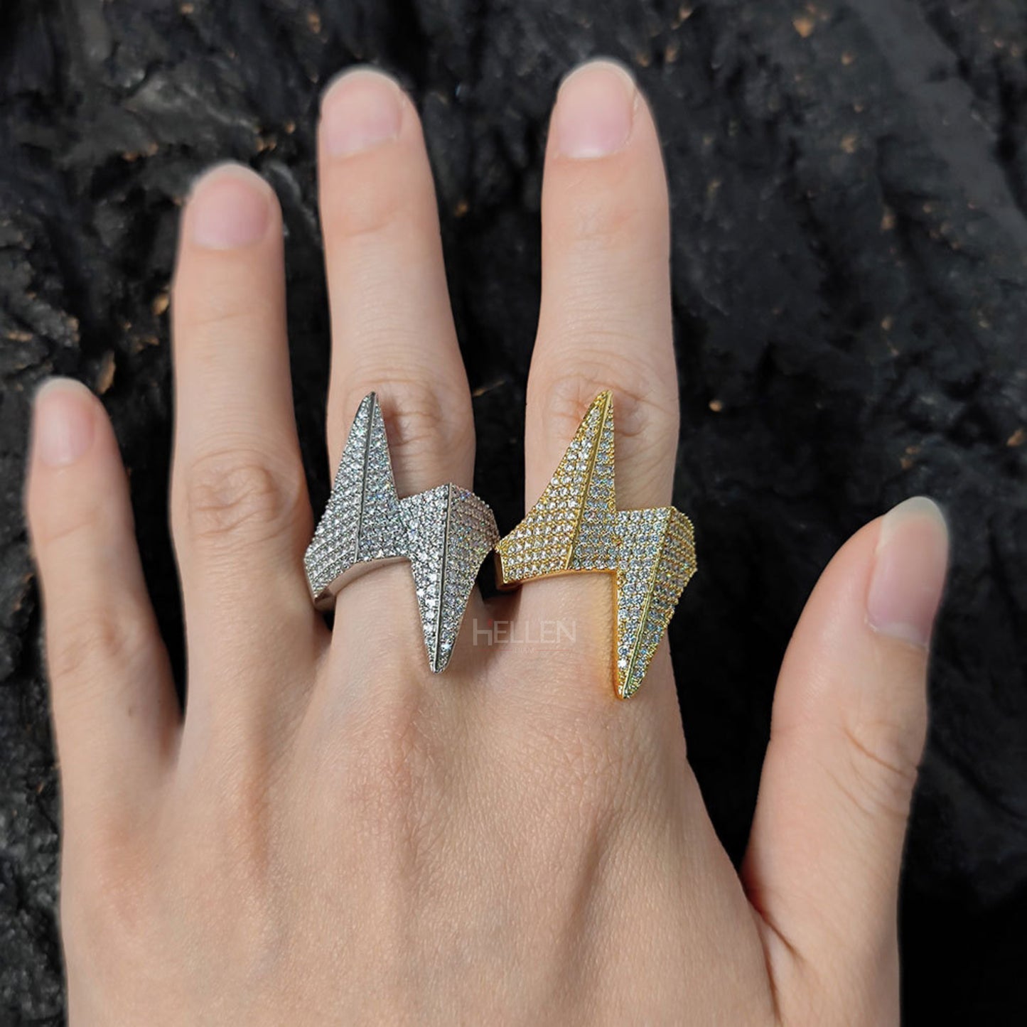 Iced out Lightening Flash VVS Moissanite Hip Hop Ring