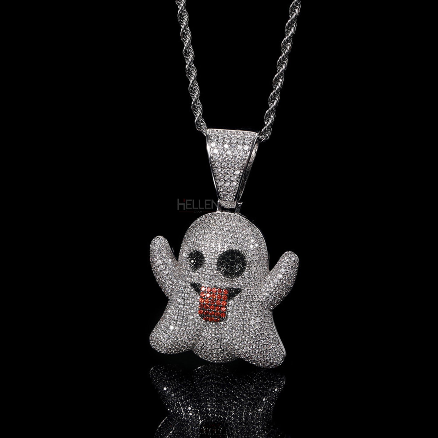 Bling Ghost Emoji Hip Hop Pendant With VVS Moissanite