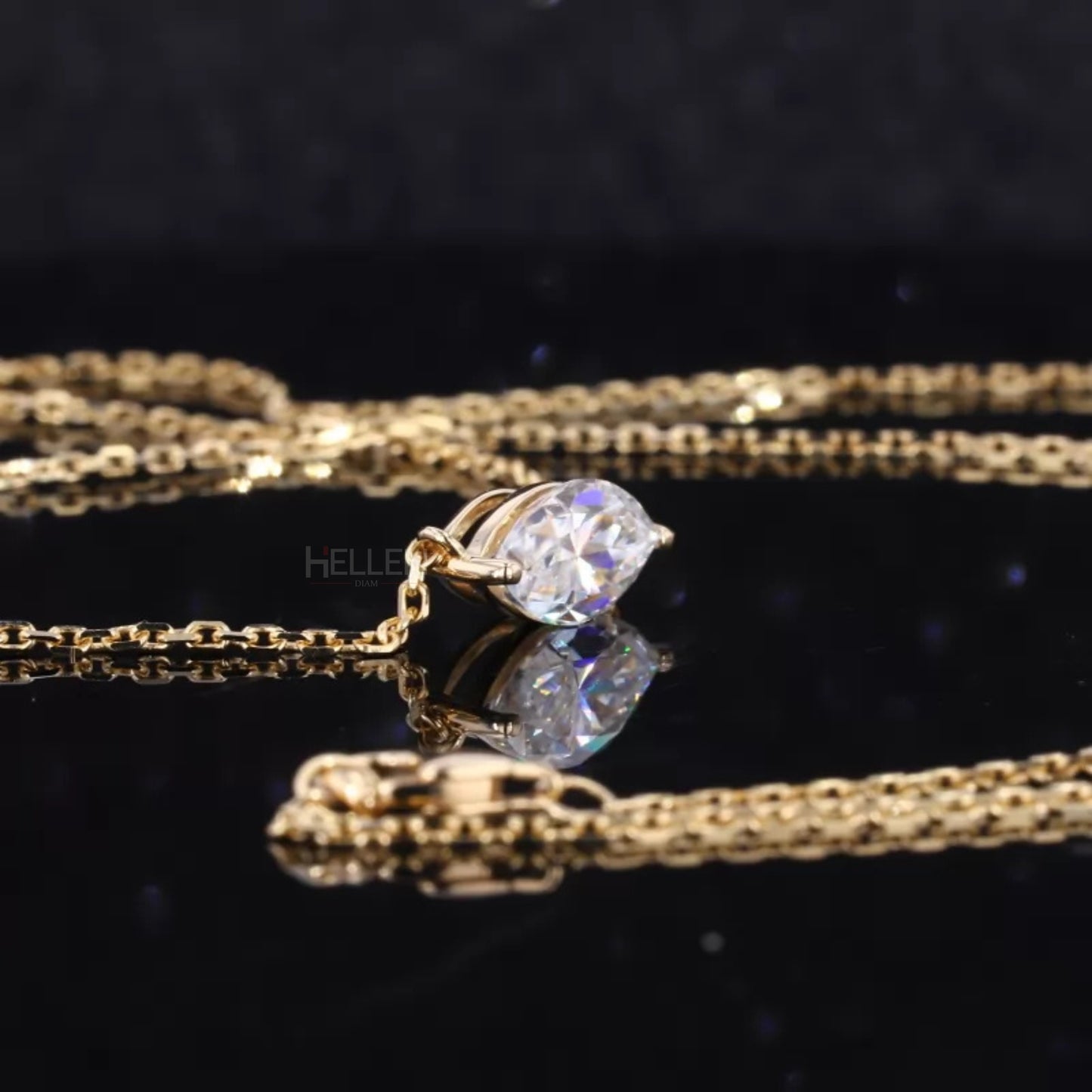 East To West Marquis Cut Moissanite Solitaire Necklace