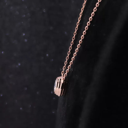 Round Cut Solitaire Bezel Setting Dual Loop Necklace