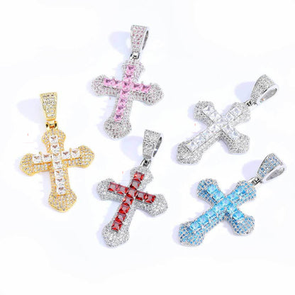 Hip Hop Crossed Pendent With Gemstone And Moissanites of You Choice