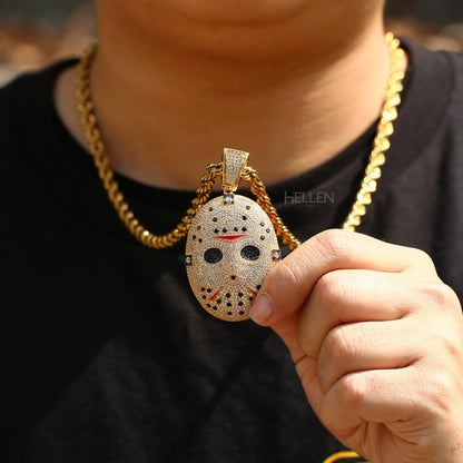 Jason Mask Pendent With Full Iced-Out Moissanite For Men's