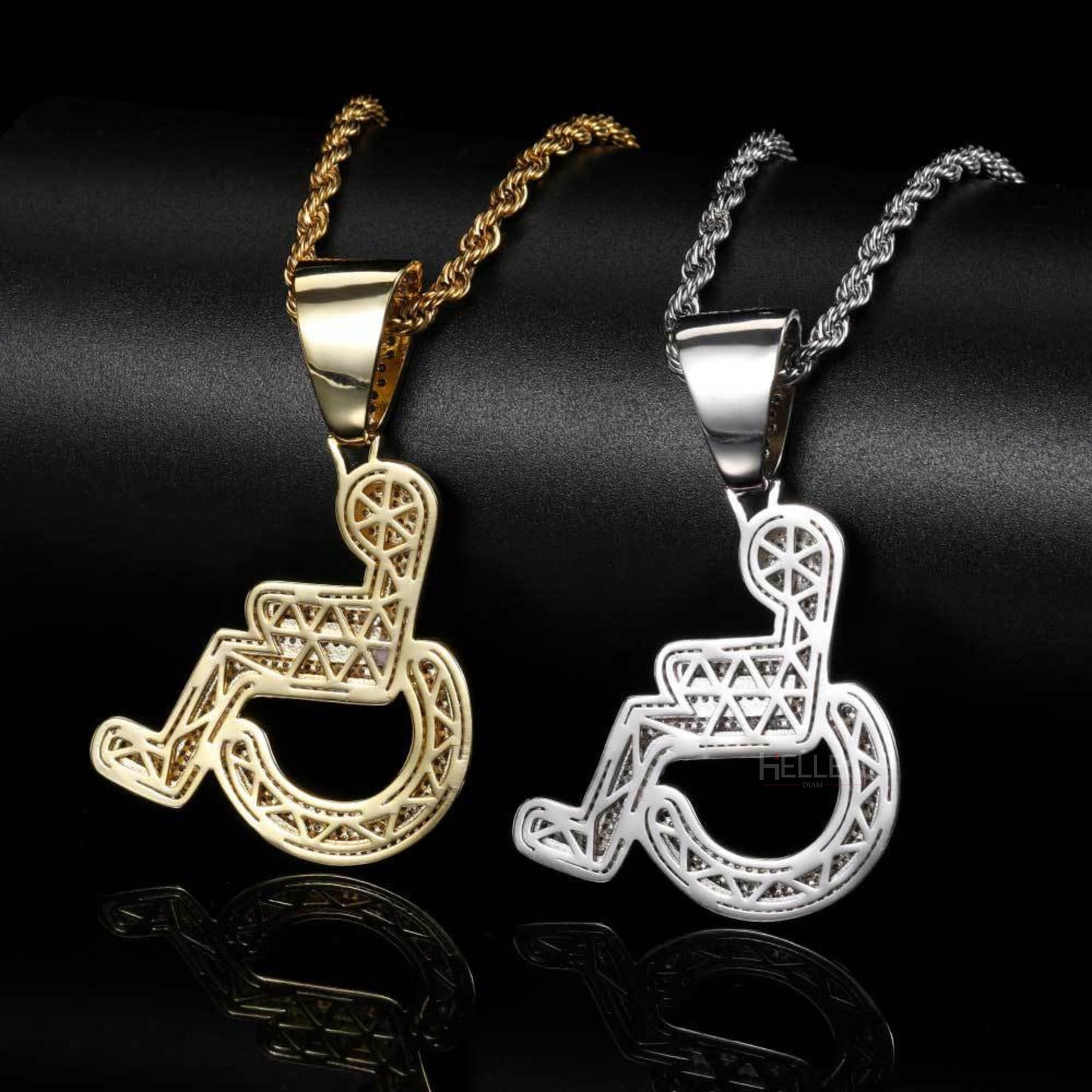 Wheelchair Hip Hop Pendant With Round Cut Moissanite