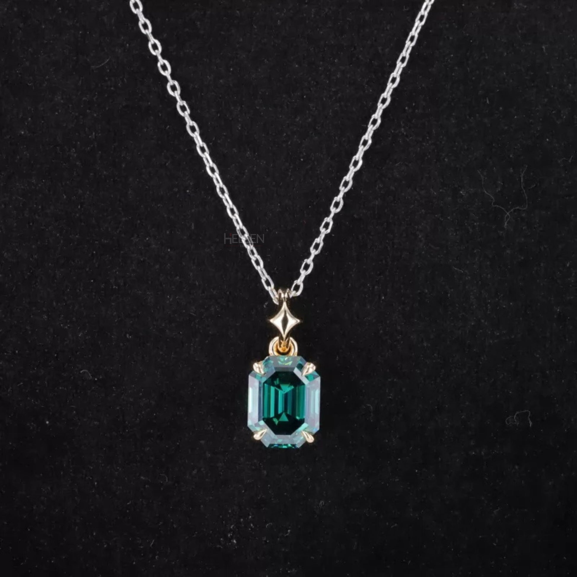 Emerald gemstone cross necklace with octagon cut center – spiritual and elegant gift piece with vibrant green stone