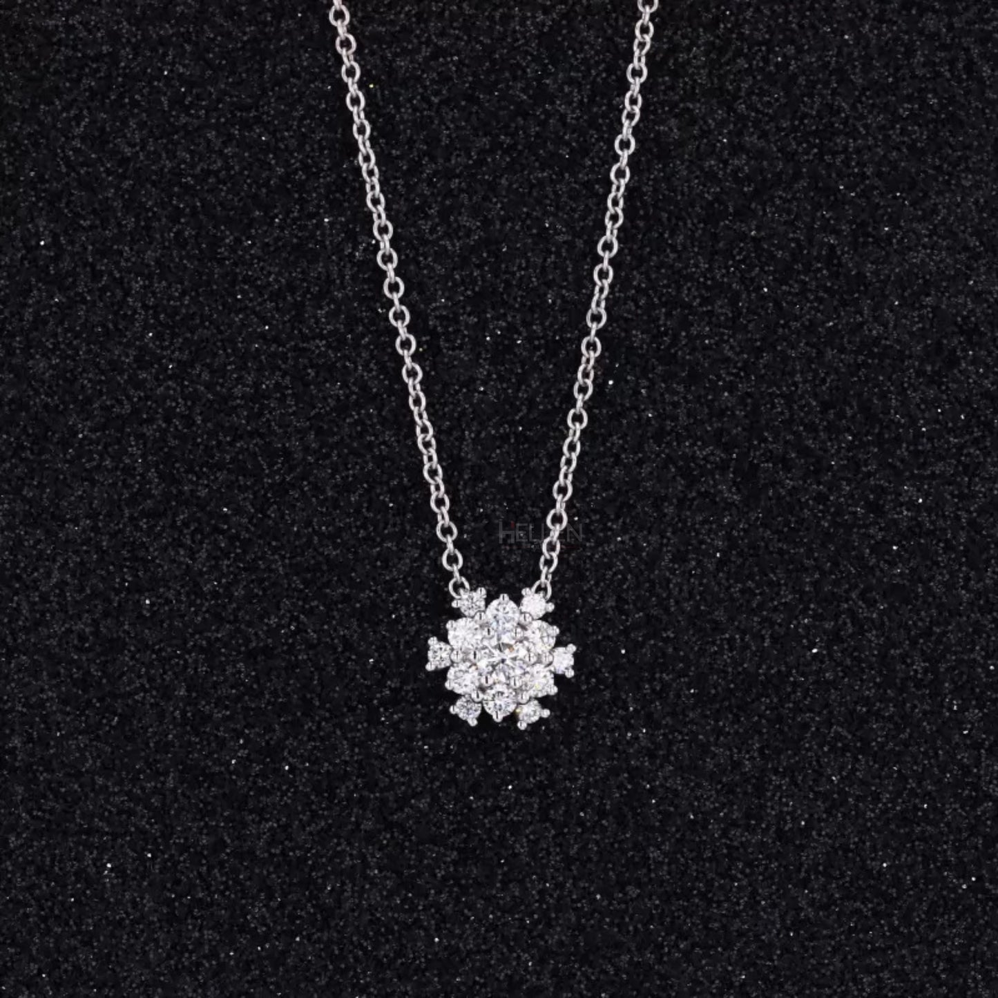 Floral women’s necklace with round cut moissanite – feminine and delicate diamond-like jewelry for daily wear