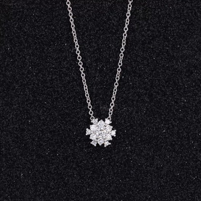 Floral women’s necklace with round cut moissanite – feminine and delicate diamond-like jewelry for daily wear