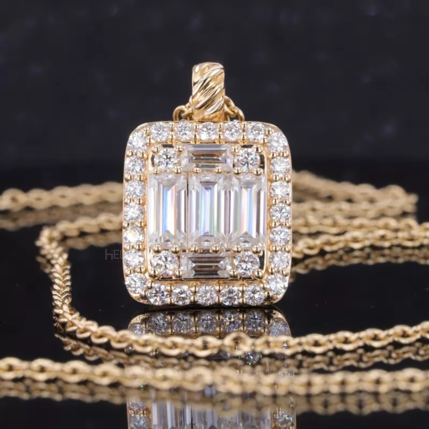 Trendy Baguette And Round Cut Moissanite Necklace