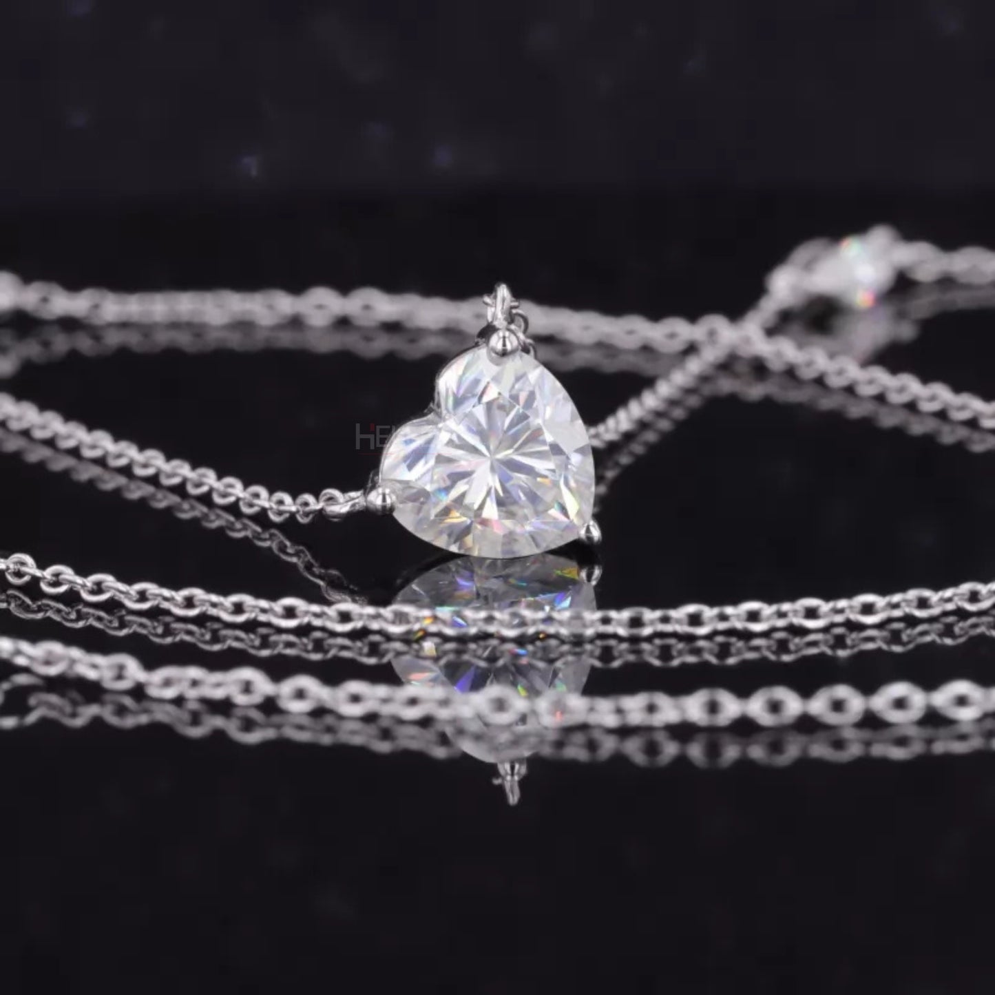 Heart Cut Solitaire And Marquis Cut Moissanite On Chain Necklace