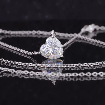 Heart Cut Solitaire And Marquis Cut Moissanite On Chain Necklace