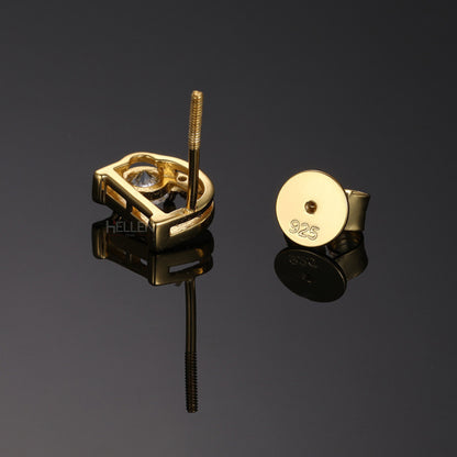 Alphabet D Un-Even Size Earrings Studs