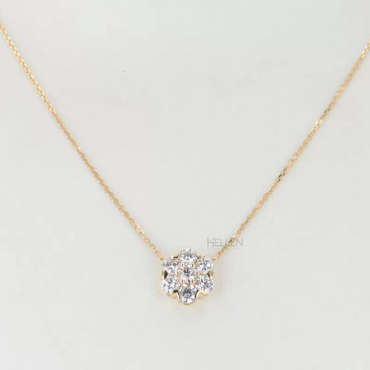 Sparkling round cut moissanite cluster necklace – timeless and elegant design suited for all occasions

