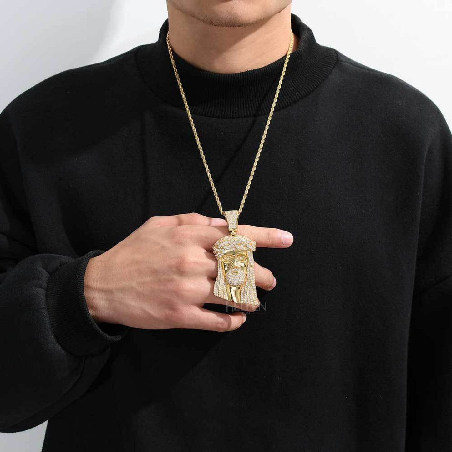 Bling Bling Jesus Pendant Iced Out Necklace With Moissanite