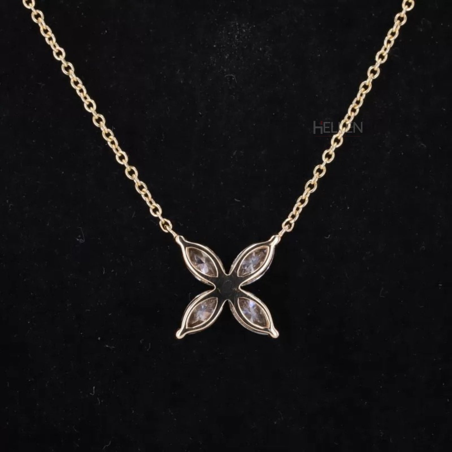 Marquis Cut 4 Petals Moissanite Necklace For Everyday
