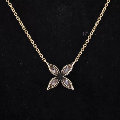 Marquis Cut 4 Petals Moissanite Necklace For Everyday
