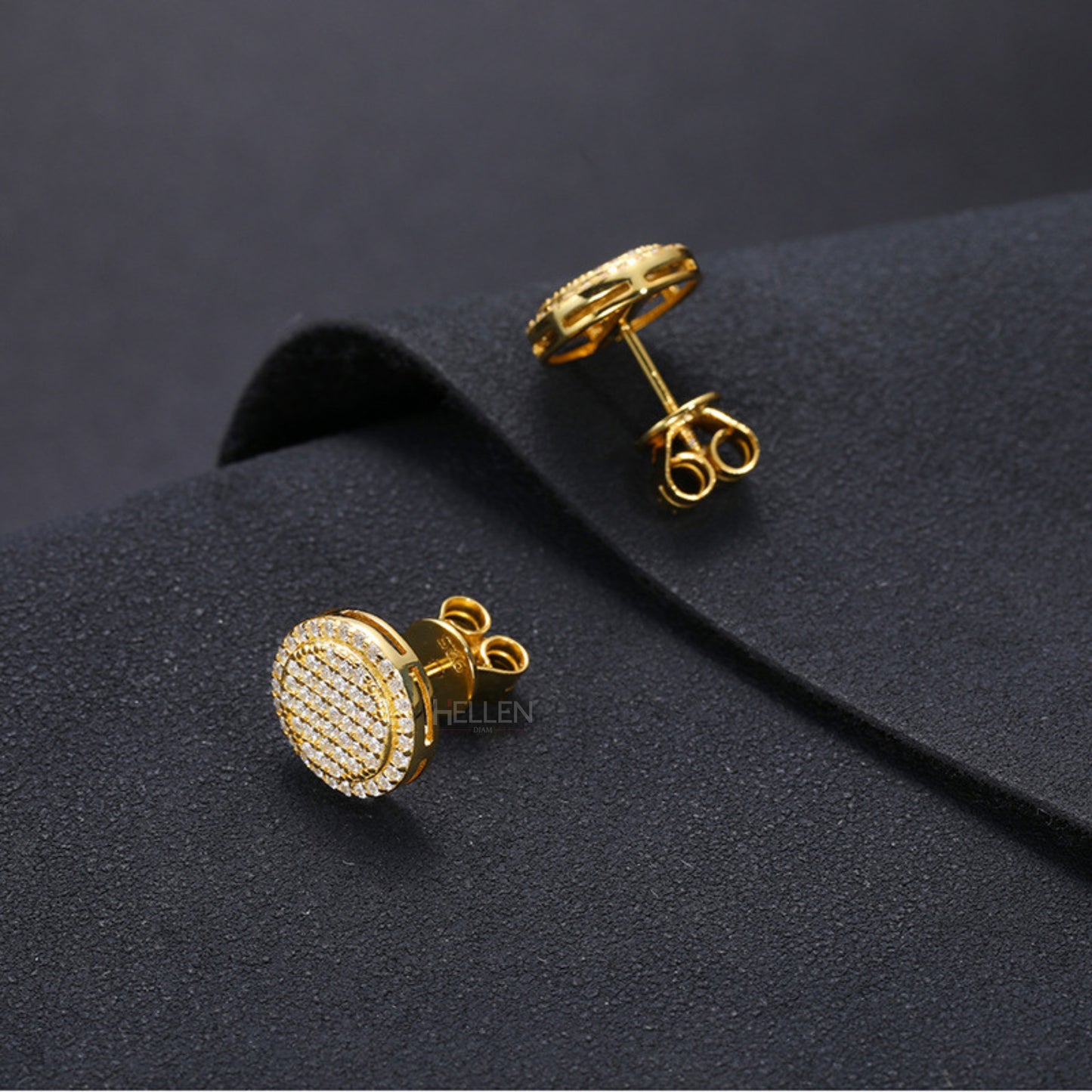 Iced Out Moissanite Studded Round Studs Earrings