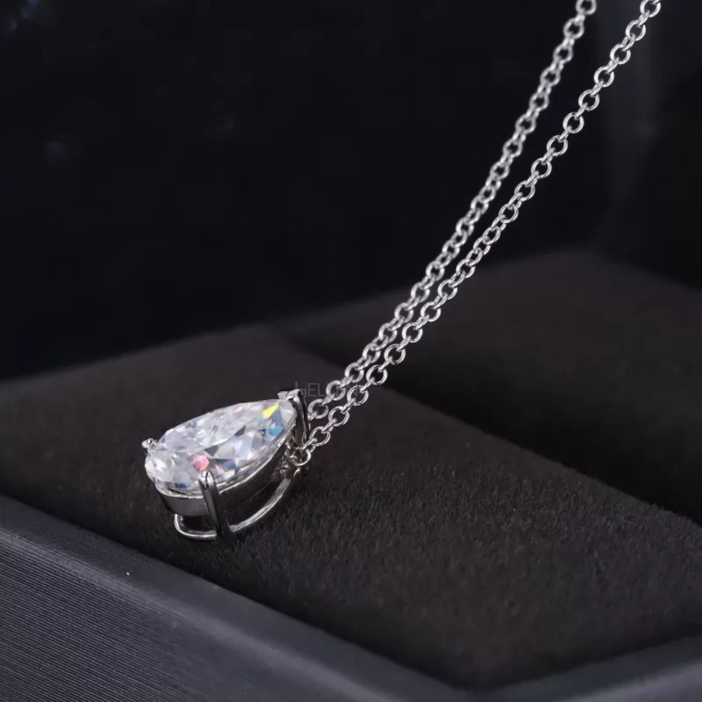 Trendy Pear Cut Solitaire Necklace with Hidden Loop