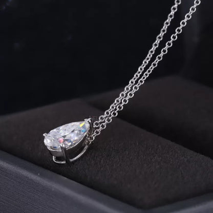 Trendy Pear Cut Solitaire Necklace with Hidden Loop