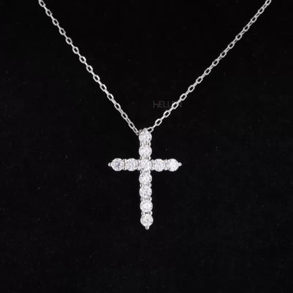 Moissanite cross necklace with round cut center stone – spiritual and sparkling symbol of faith