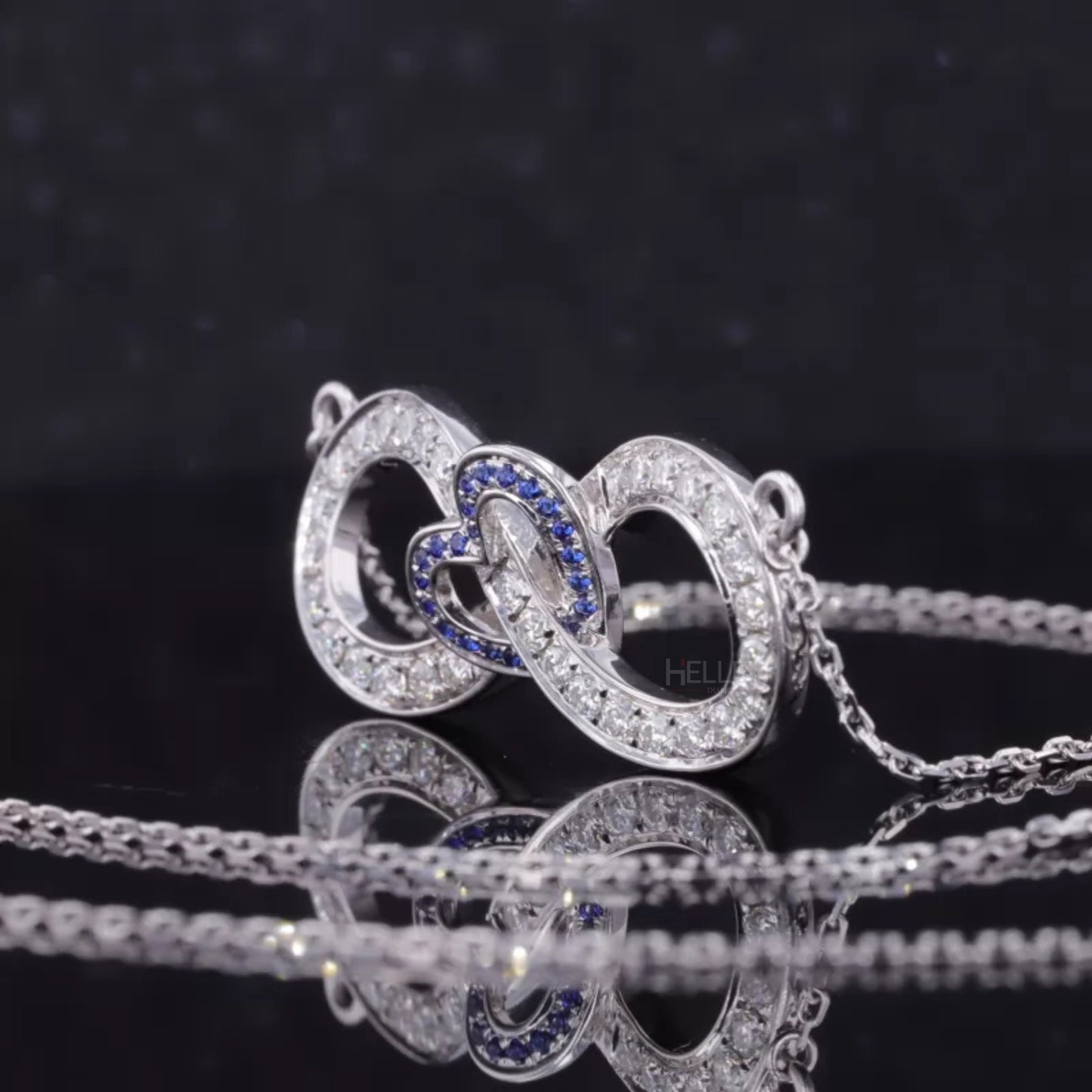 Infinity & Heart Moissanite & Blue Gemstone Necklace for Everyday