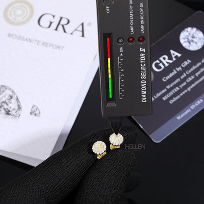 Iced Out Round Cut Moissanite Studs Earrings