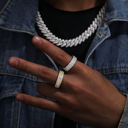 Iced Out Men's Round Cut VVS Moissanite Eternity Band