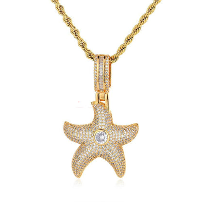 Star Fish Iced Streetwear Pendant With Moissanite