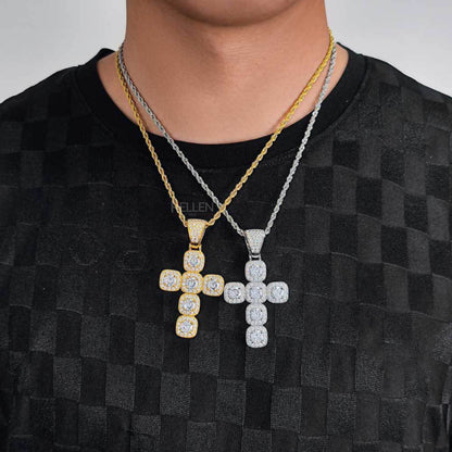 Men's Solitaire Crossed Moissanite Round Cut Necklace
