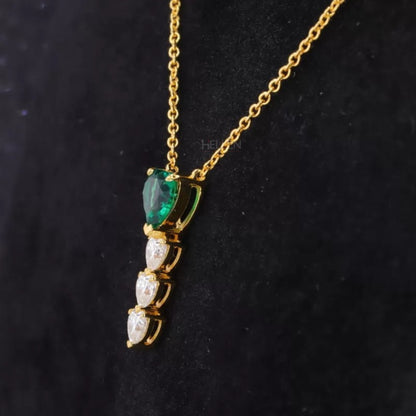Green Gemstone And Moissanite Long Necklace