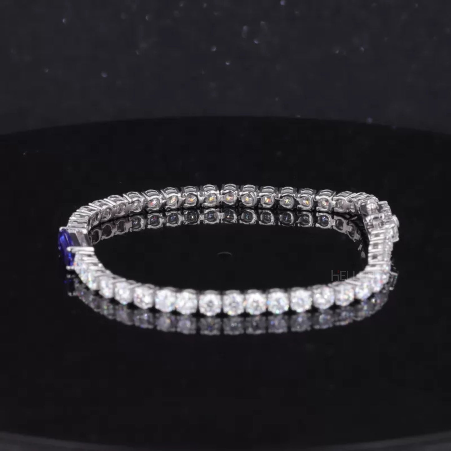 Round Cut & Baguette Blue Sapphire Gemstone Tennis Bracelet