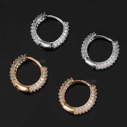 Iced Out Moissanite Studded Hoop Earrings