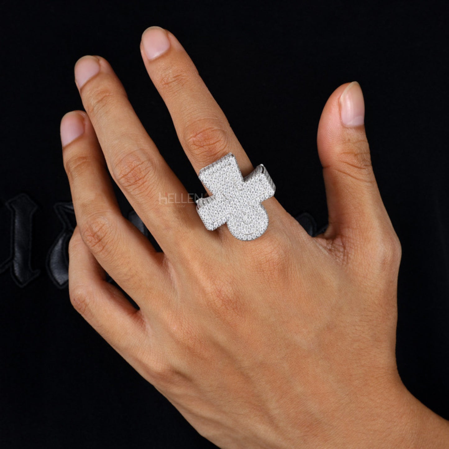 Hip Hop Ankh Halo VVS Round Cut Moissanite Ring