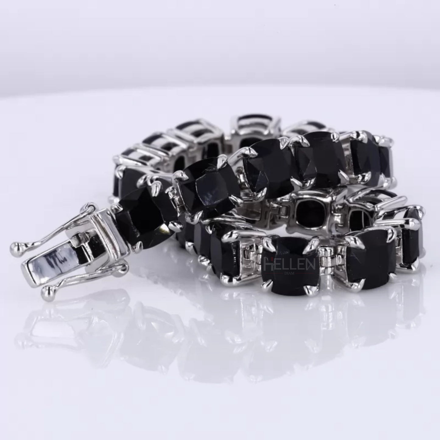 Black Cushion Cut Moissanite 4 Prong Tennis Bracelet