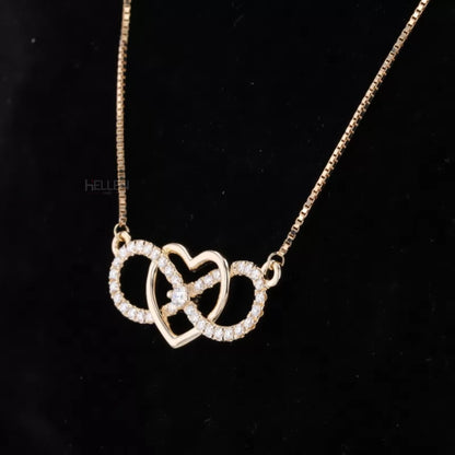 Infinity & Heart Minimalist Moissanite Necklace For Everyday