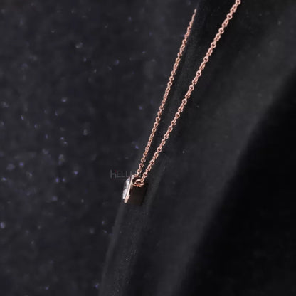 East To West Pear Cut Moissanite Solitaire Bezel Setting Necklace