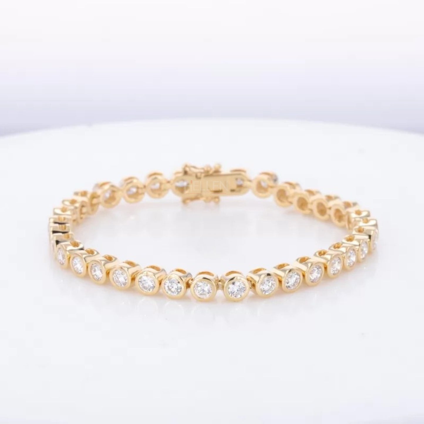 Round Cut Moissanite Bezel Setting Tennis Bracelet