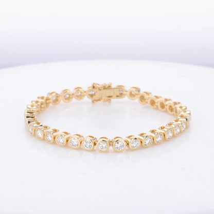 Round Cut Moissanite Bezel Setting Tennis Bracelet