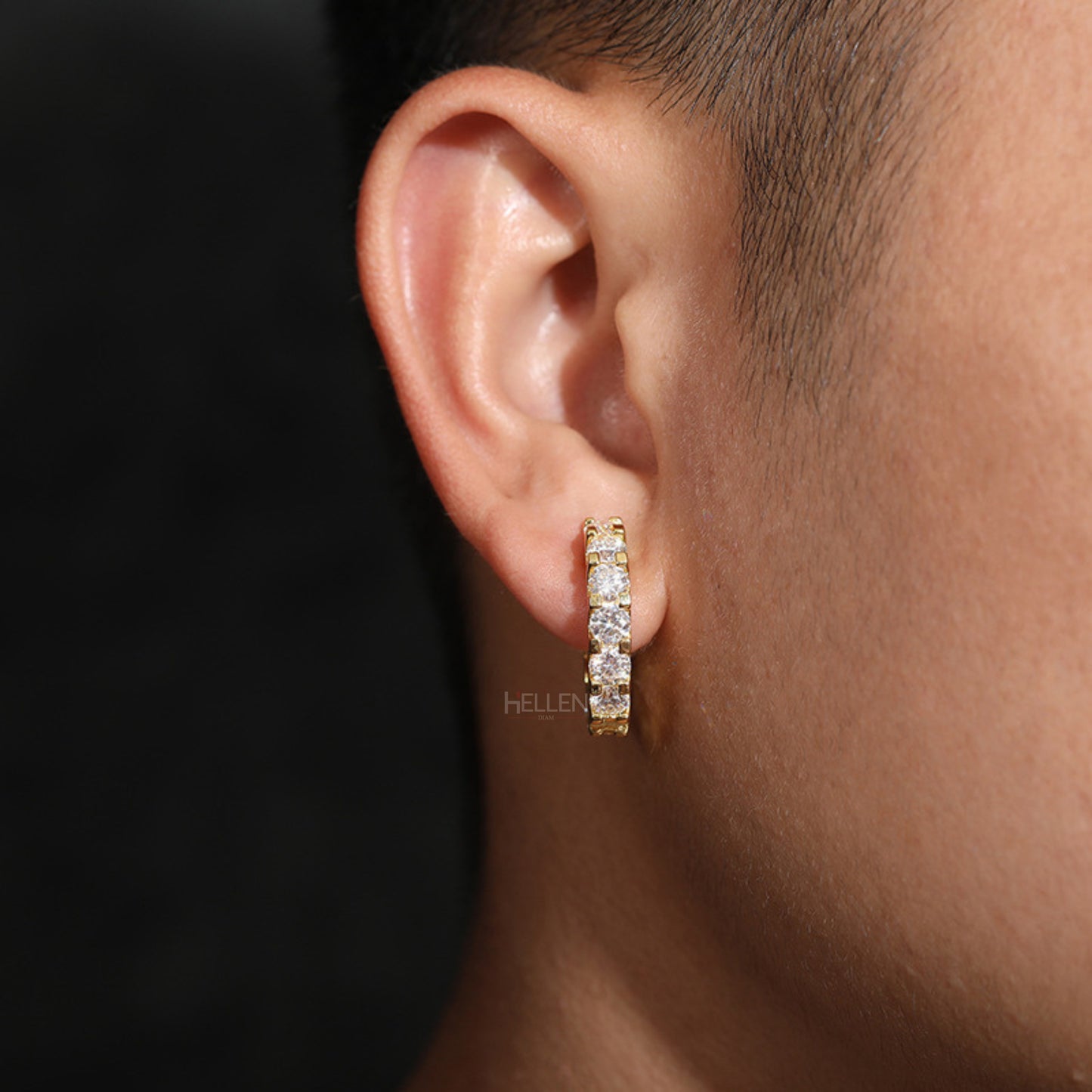 Eternity Hoops Earrings With Round Cut Moissanite for Men's