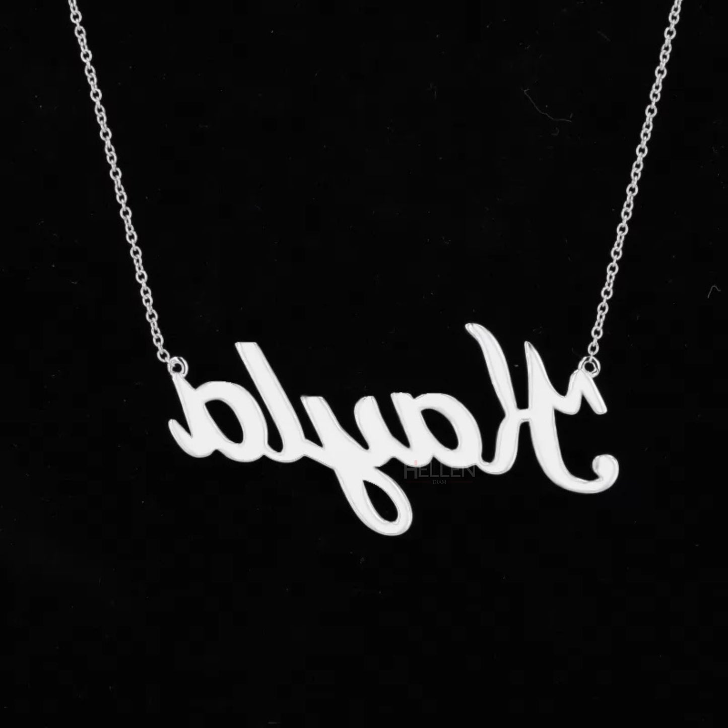 5 Word Calligraphy Name Moissanite Pendent- Add your name in Personalized