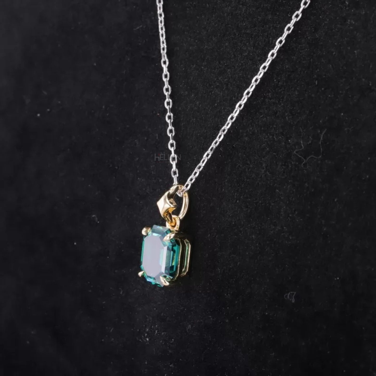 Green Octagon Cut Emerald Gemstone Cross Necklace for Gift