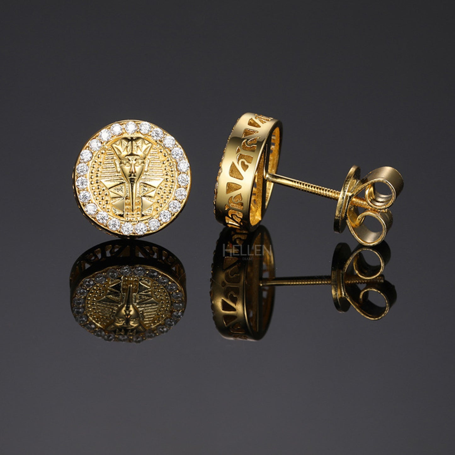 Men's Custom Made Mummy Egyptian Head Studs Earrings