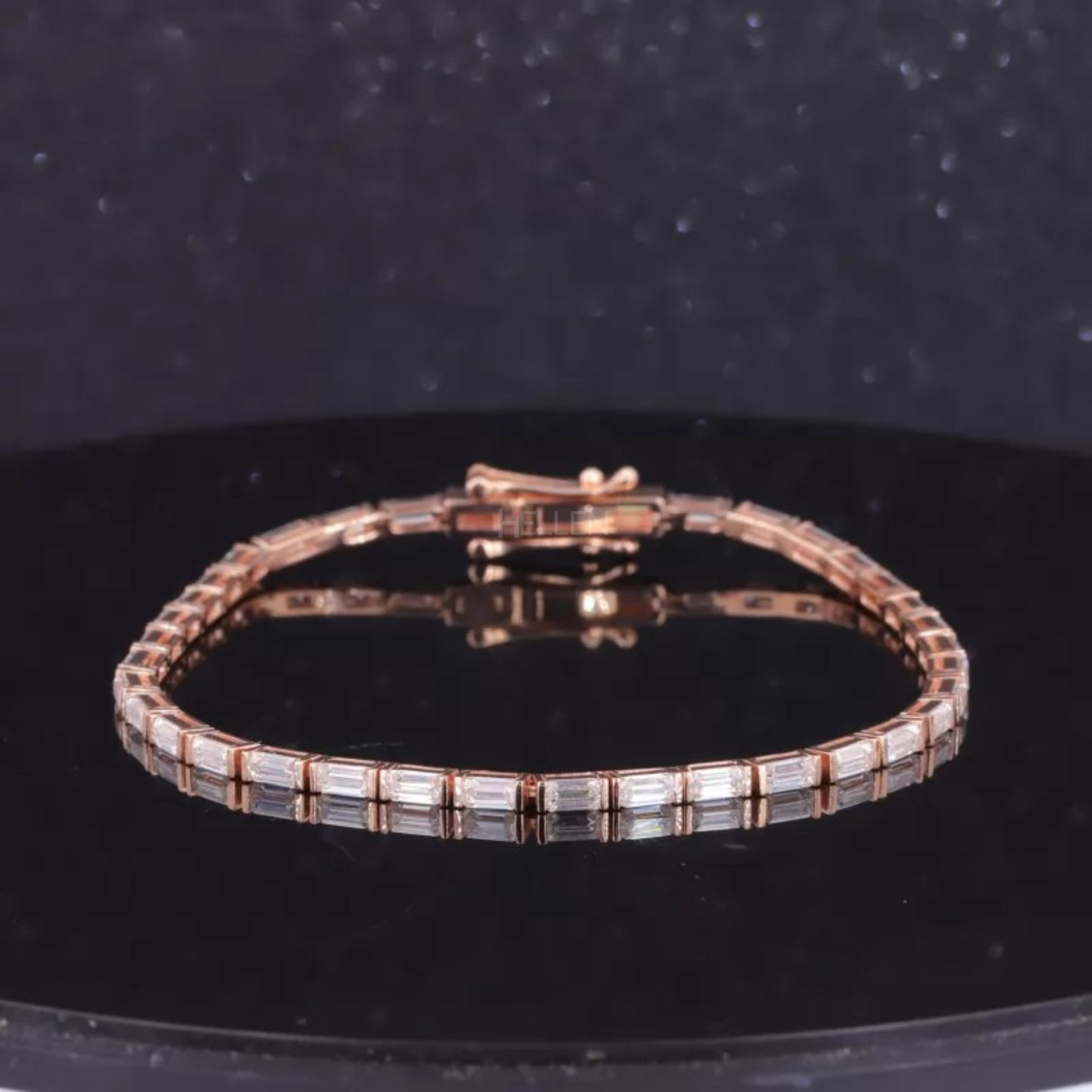 East-west baguette cut moissanite tennis bracelet in 925 sterling silver – sleek essential bracelet for everyday elegance

