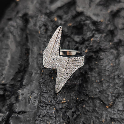 Iced out Lightening Flash VVS Moissanite Hip Hop Ring