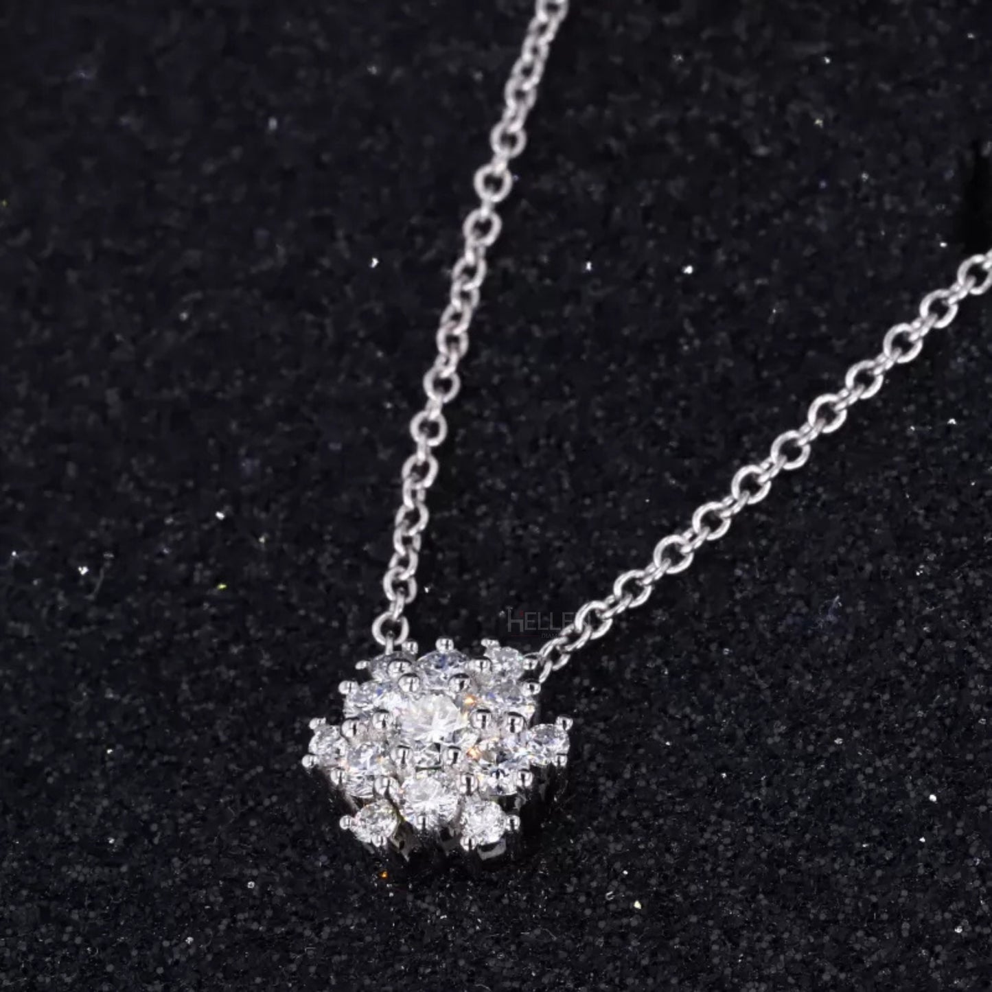 Women Flower Necklace With Moissanite Round Cut Diamonds