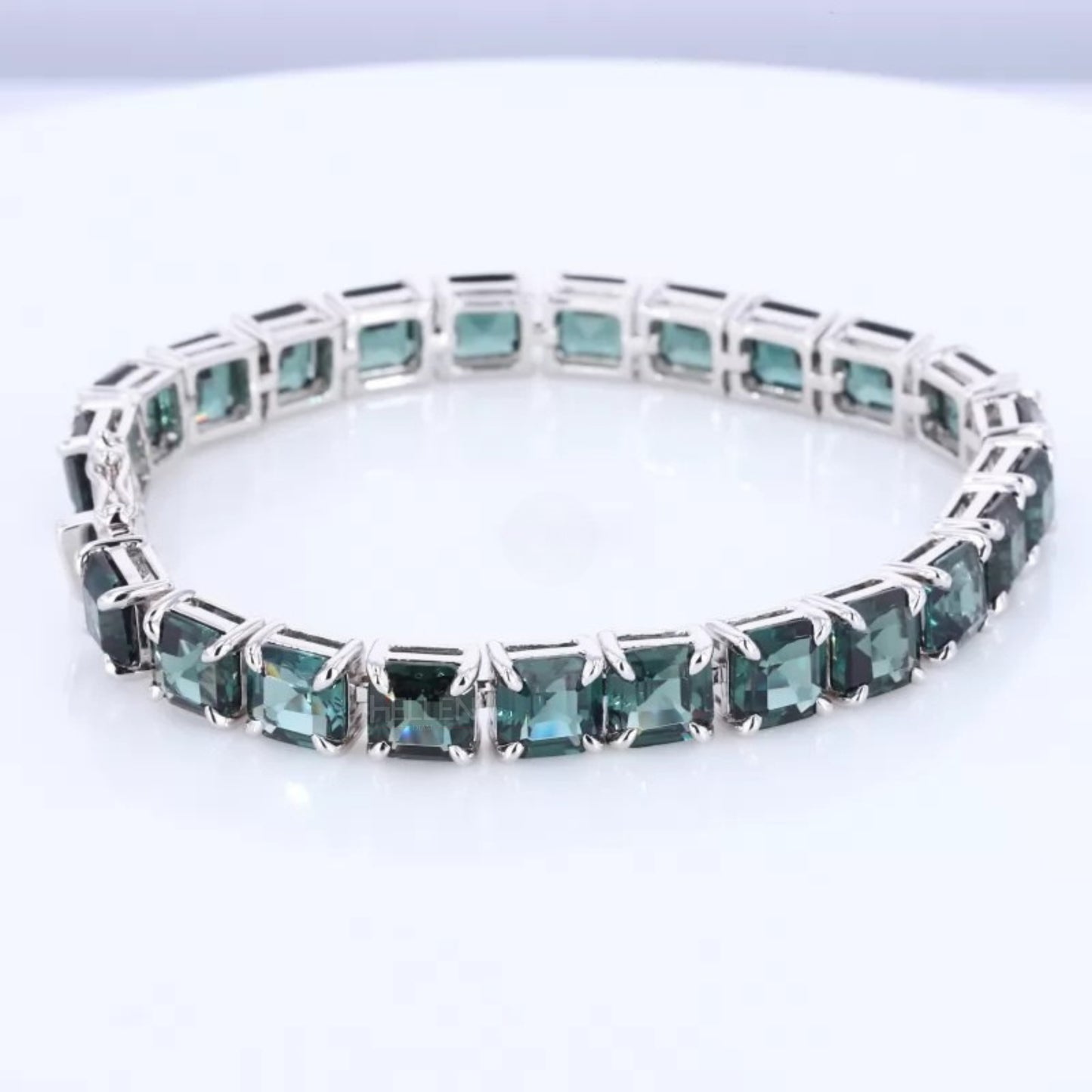 Green Moissanite Asscher Cut Claw Prong Tennis Bracelet Unisex