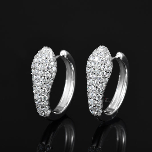 Snake-shaped hoops with round cut moissanite – edgy and symbolic style with brilliant detailing

