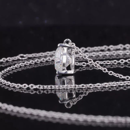 Heart Cut Solitaire And Marquis Cut Moissanite On Chain Necklace