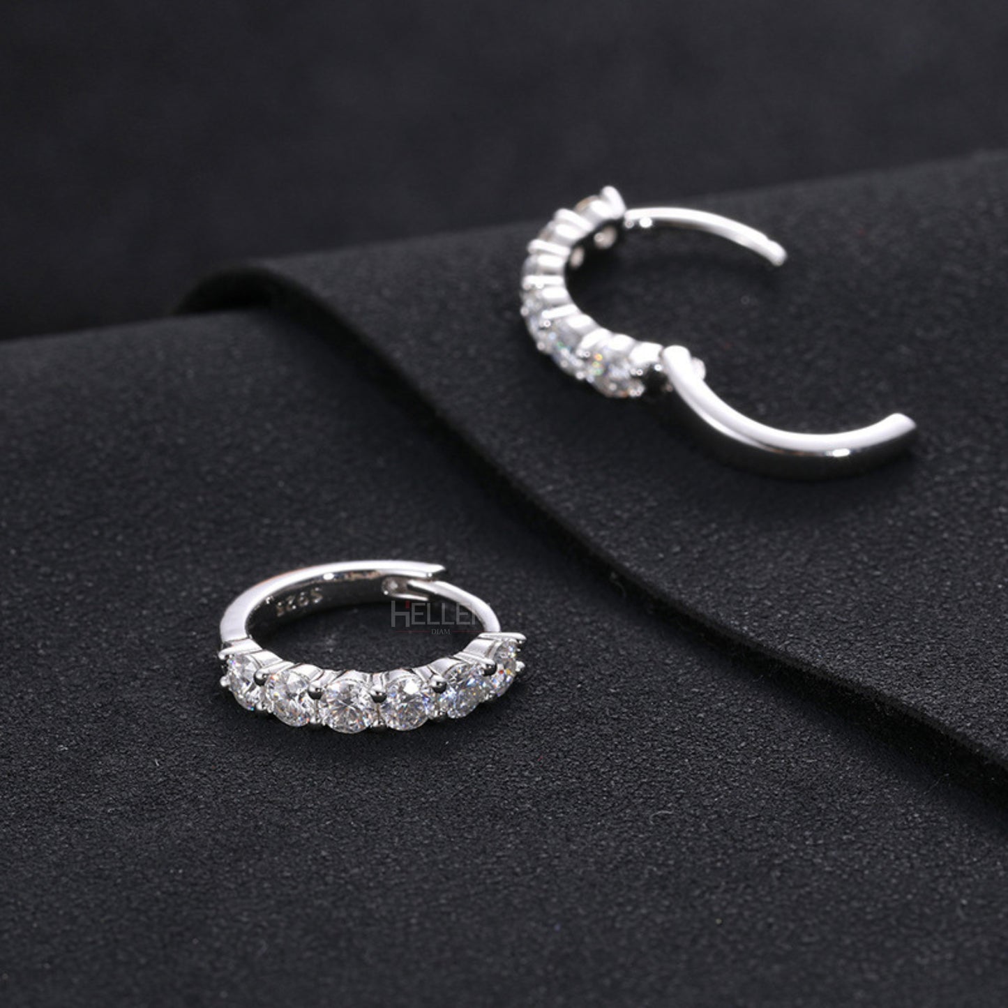 Huggies Hoops With Round Cut Moissanite Earring