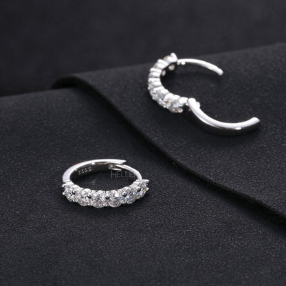 Huggies Hoops With Round Cut Moissanite Earring